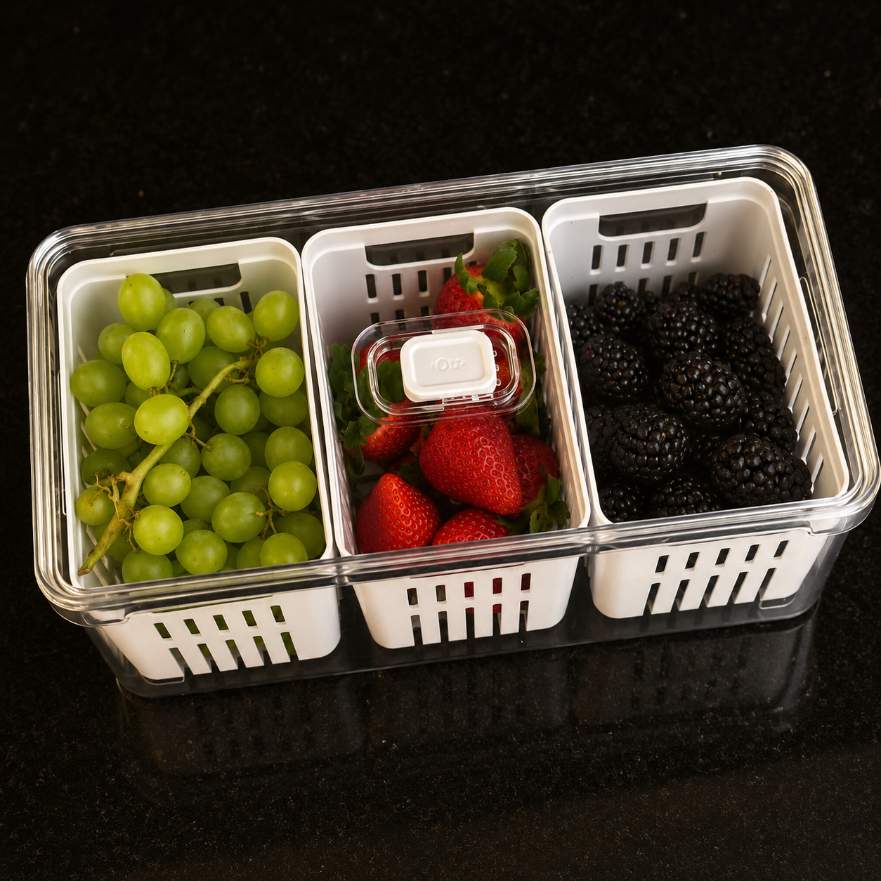 Organizador de Geladeira Clear Fresh 5L com 3 Cestos Transparente