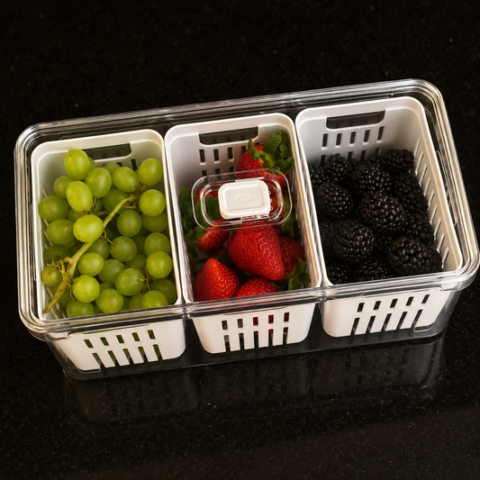 Organizador de Geladeira Clear Fresh 5L com 3 Cestos Transparente