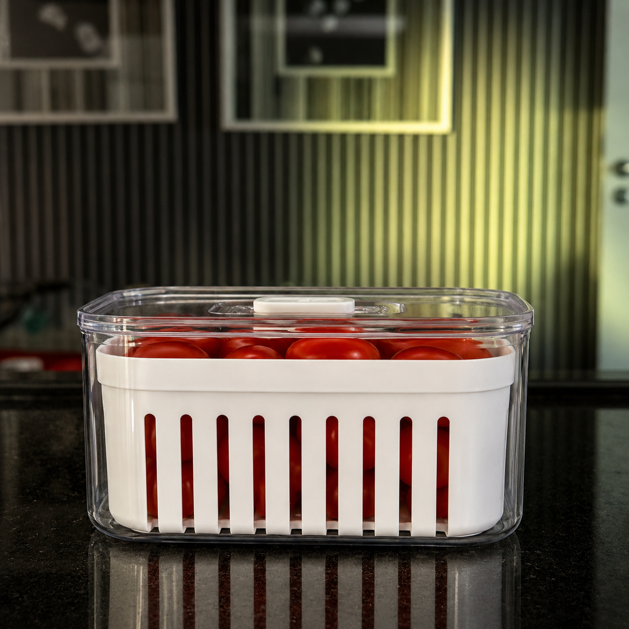 Organizador de Geladeira Quadrado com Cesto 0,65L Transparente
