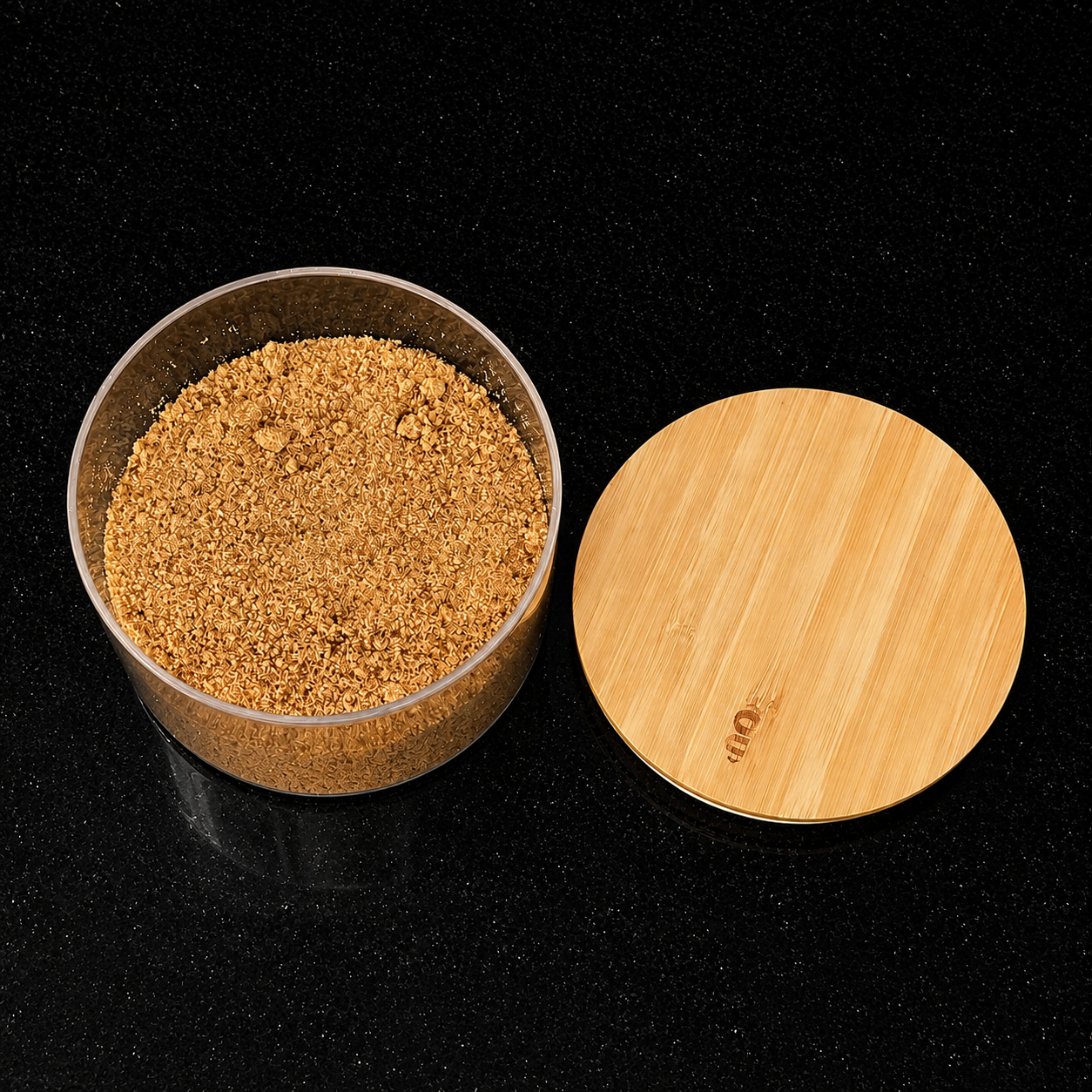 Pote Hermético de Vidro Redondo 450ml com Tampa de Bambu